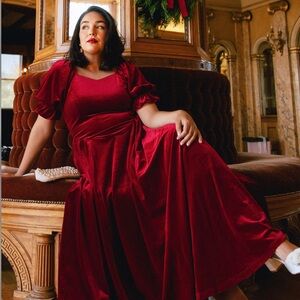 Ivy City Red Velvet Dress